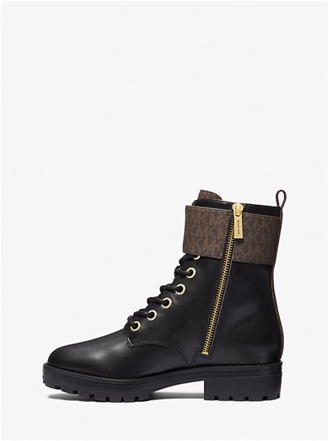 Rory Leather and Logo Combat Boot .